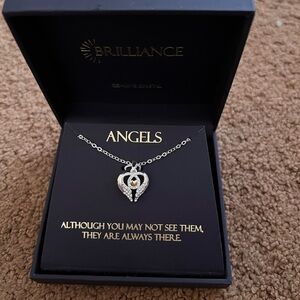 Brilliance Silver and Gold Heart Pendant Necklace